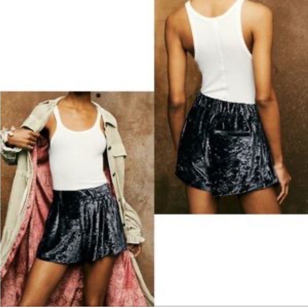 Free People Roma Velvet High Waist Shorts